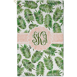 Tropical Leaves Golf Towel - Poly-Cotton Blend - Small w/ Monograms