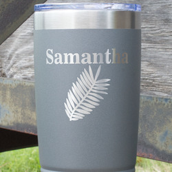 Tropical Leaves 20 oz Stainless Steel Tumbler - Grey - Single Sided (Personalized)