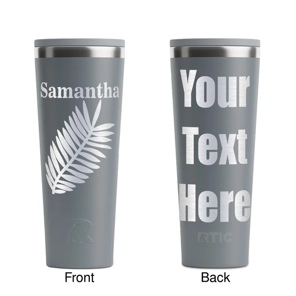 Tropical Leaves Grey RTIC Everyday Tumbler - 28 oz. - Front and Back