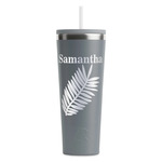 Tropical Leaves RTIC Everyday Tumbler with Straw - 28oz - Grey - Single-Sided (Personalized)