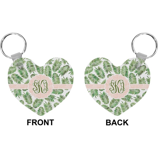 Tropical Leaves Heart Keychain (Front + Back)