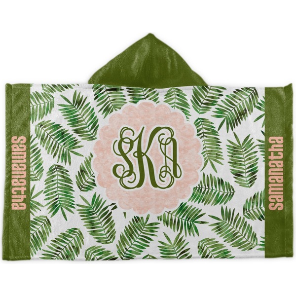 Custom Tropical Leaves Kids Hooded Towel (Personalized)