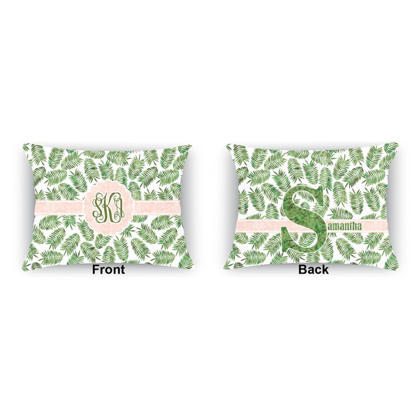 Tropical Leaves Indoor Rectangular Burlap Pillow (Front and Back)