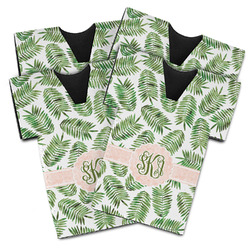 Tropical Leaves Jersey Bottle Cooler - Set of 4 (Personalized)