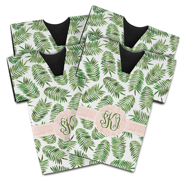Custom Tropical Leaves Jersey Bottle Cooler - Set of 4 (Personalized)