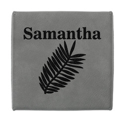 Tropical Leaves Jewelry Gift Box - Engraved Leather Lid (Personalized)