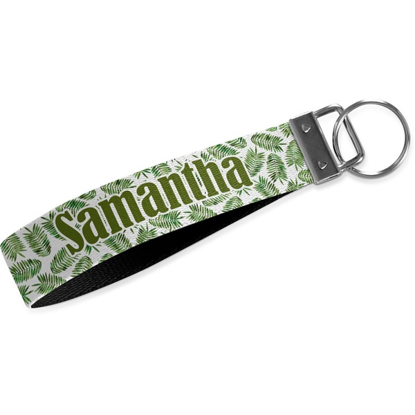 Custom Tropical Leaves Webbing Keychain Fob - Large (Personalized)
