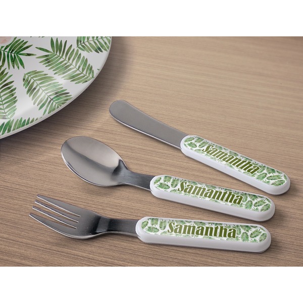 Tropical Leaves Kids Flatware w/ Plate