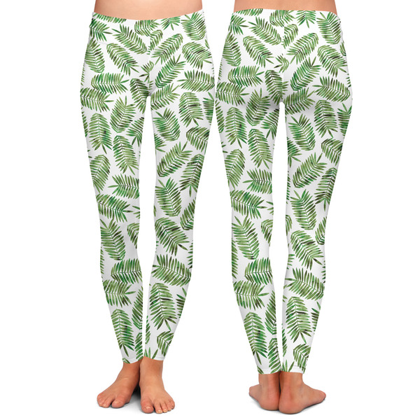 Tropical Leaves Ladies Leggings - Front and Back