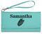 Tropical Leaves Ladies Wallet - Leather - Teal - Front View
