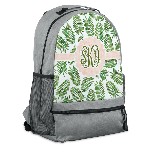 Custom Tropical Leaves Backpack - Grey (Personalized)