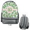 Tropical Leaves Large Backpack - Gray - Front & Back View