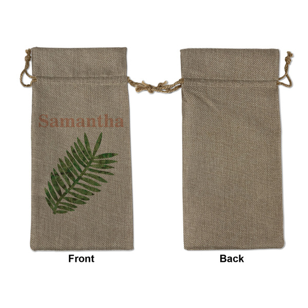 Tropical Leaves Large Burlap Gift Bags - Front Approval