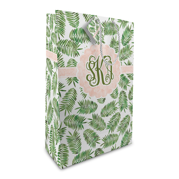 Custom Tropical Leaves Large Gift Bag (Personalized)