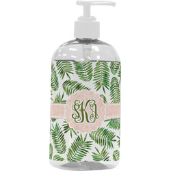 Tropical Leaves Plastic Soap / Lotion Dispenser (16 oz - Large - White) (Personalized)