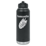 Tropical Leaves Water Bottle - Laser Engraved - Front (Personalized)