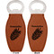 Tropical Leaves Leather Bar Bottle Opener - Front and Back