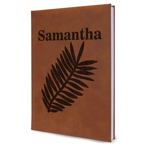 Custom Tropical Leaves Leather Sketchbook - Large - Single Sided (Personalized)