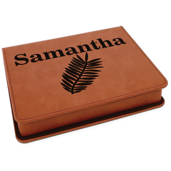 Custom Tropical Leaves Leatherette 4-Piece Wine Tool Set (Personalized)