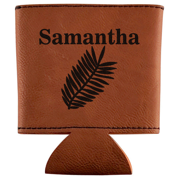 Custom Tropical Leaves Leatherette Can Sleeve (Personalized)