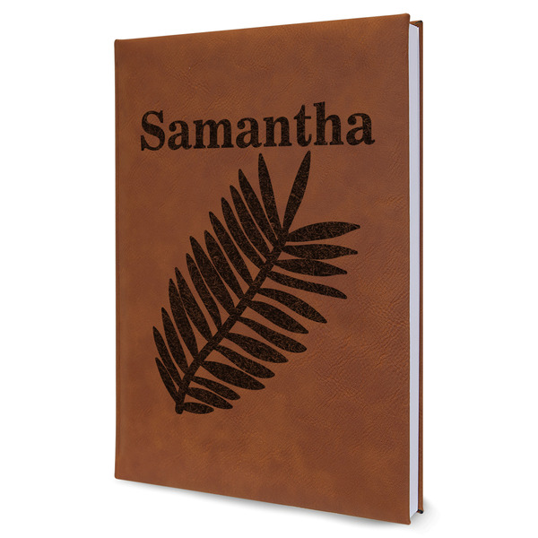 Custom Tropical Leaves Leatherette Journal - Large - Single Sided (Personalized)