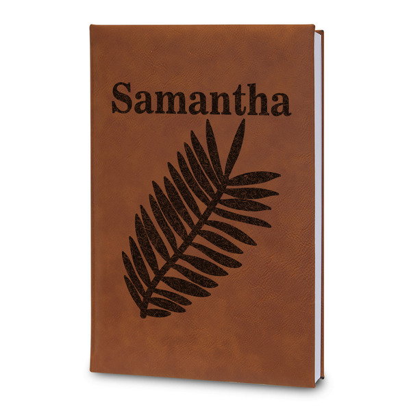 Custom Tropical Leaves Leatherette Journal - Large - Double Sided (Personalized)