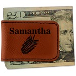 Tropical Leaves Leatherette Magnetic Money Clip - Single Sided (Personalized)