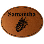 Tropical Leaves Faux Leather Iron On Patch - Oval (Personalized)