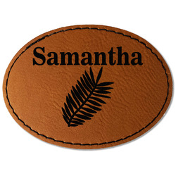 Tropical Leaves Faux Leather Iron On Patch - Oval (Personalized)