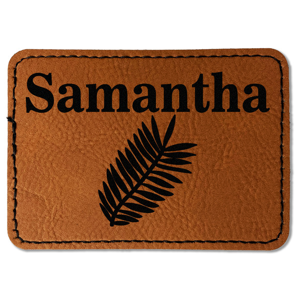 Custom Tropical Leaves Faux Leather Iron On Patch - Rectangle (Personalized)
