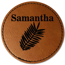 Tropical Leaves Faux Leather Iron On Patch - Round (Personalized)