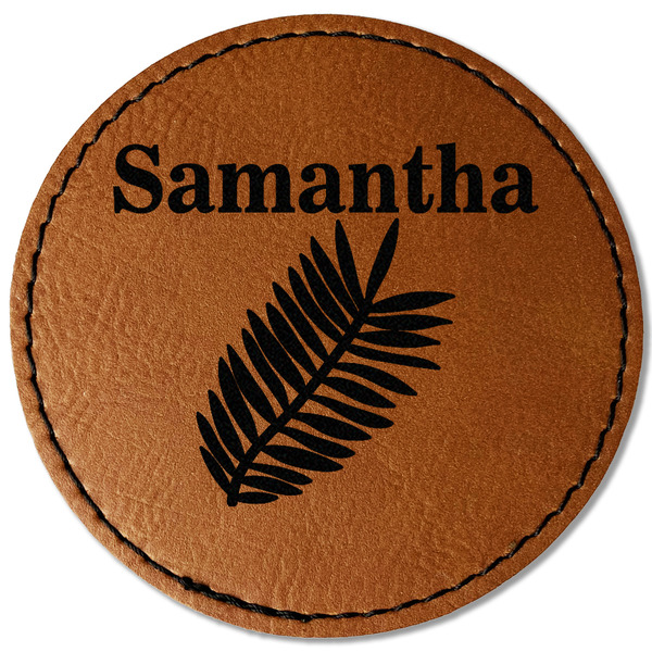 Custom Tropical Leaves Faux Leather Iron On Patch - Round (Personalized)