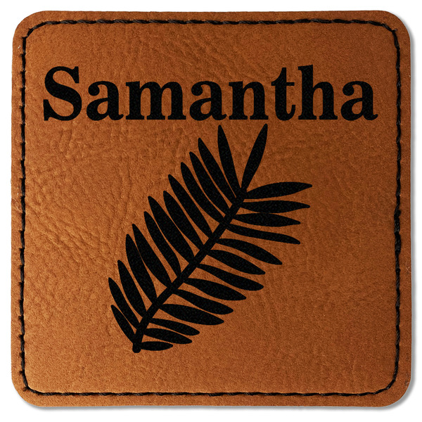 Custom Tropical Leaves Faux Leather Iron On Patch - Square (Personalized)