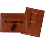 Tropical Leaves Leatherette Wallet with Money Clip (Personalized)