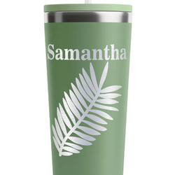 Tropical Leaves RTIC Everyday Tumbler with Straw - 28oz - Light Green - Double-Sided (Personalized)