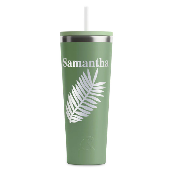 Tropical Leaves Light Green RTIC Everyday Tumbler - 28 oz. - Front