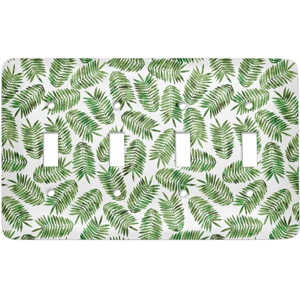Custom Tropical Leaves Light Switch Cover (4 Toggle Plate)