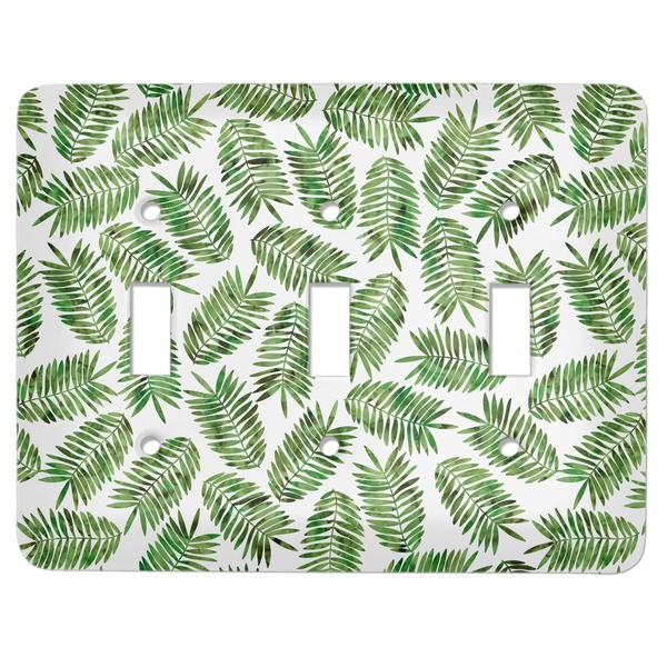Custom Tropical Leaves Light Switch Cover (3 Toggle Plate)
