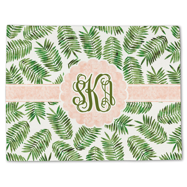Custom Tropical Leaves Single-Sided Linen Placemat - Single w/ Monogram