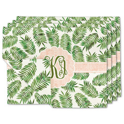 Tropical Leaves Double-Sided Linen Placemat - Set of 4 w/ Monogram
