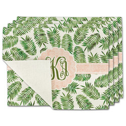 Tropical Leaves Single-Sided Linen Placemat - Set of 4 w/ Monogram