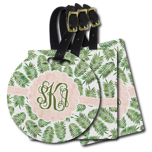 Custom Tropical Leaves Plastic Luggage Tag (Personalized)