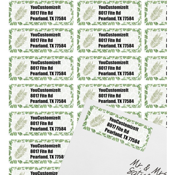 Tropical Leaves Mailing Label on Envelope - Multiple Labels