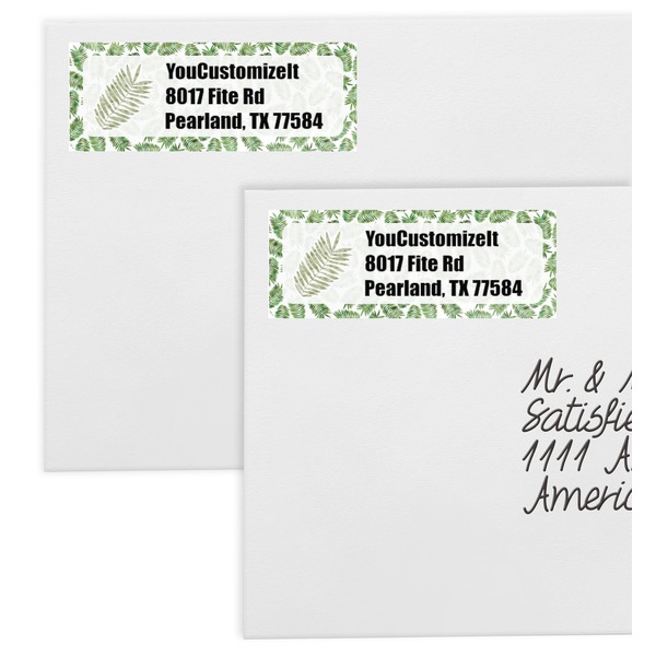 Tropical Leaves Mailing Labels - Double Stack Close Up