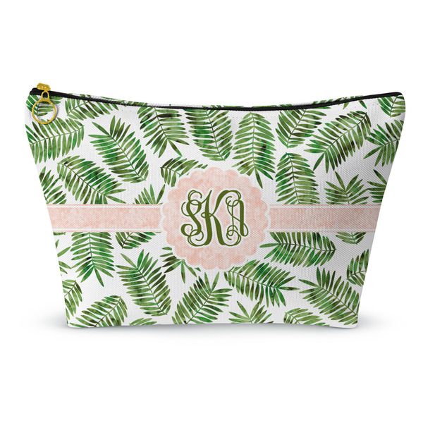 Custom Tropical Leaves Makeup Bag - Large - 12.5"x7" (Personalized)