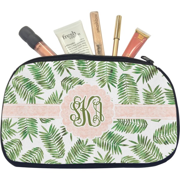 Custom Tropical Leaves Makeup / Cosmetic Bag - Medium (Personalized)