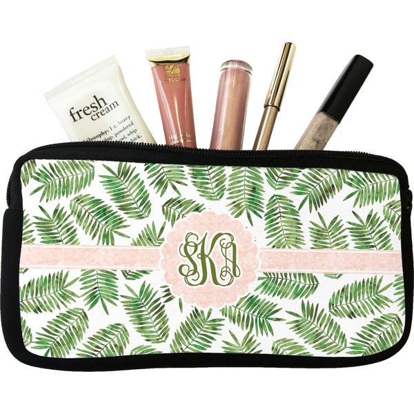 Custom Tropical Leaves Makeup / Cosmetic Bag - Small (Personalized)