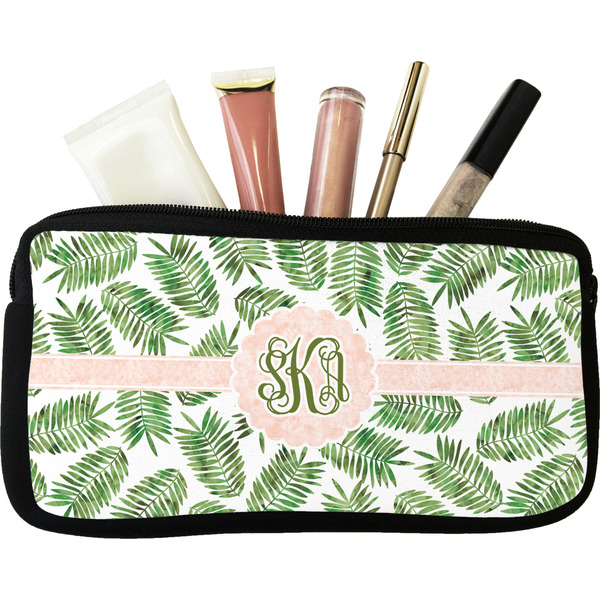 Custom Tropical Leaves Makeup / Cosmetic Bag - Small (Personalized)