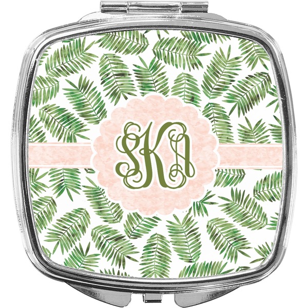 Custom Tropical Leaves Compact Makeup Mirror (Personalized)