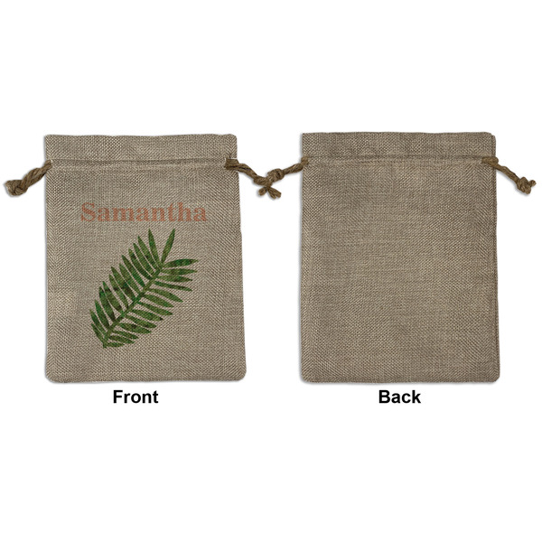 Tropical Leaves Medium Burlap Gift Bag - Front Approval